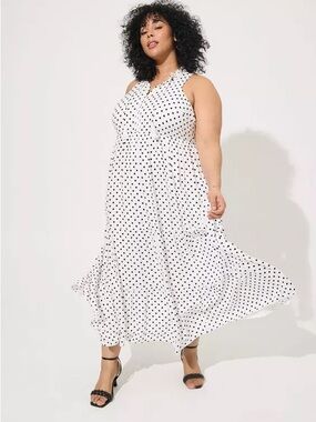 my michelle blue dress M My Michelle vintage light blue sleeveless dress with white polka dot   Witch Bitch Thrift